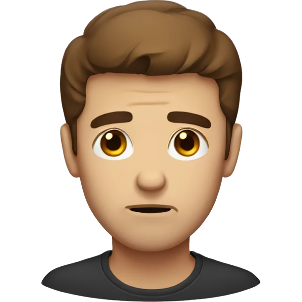 sad face but brown hair man emoji