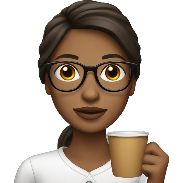 brunette with glasses, drinking coffee  emoji