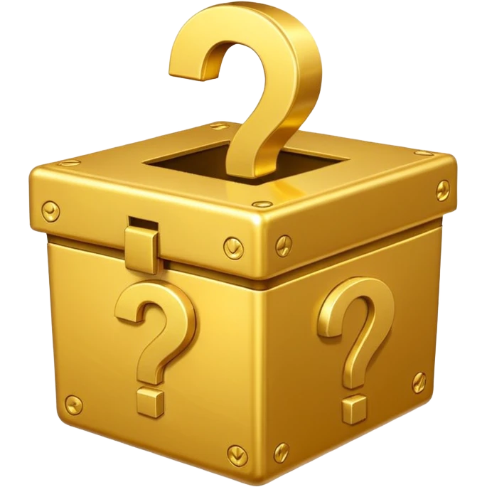 сгенерируй смайл loot box в стили классических смайлов с вопросом 
золотой, не деревянный, а металический emoji
