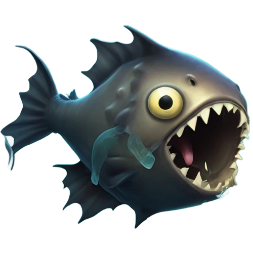 Anglerfish with glowing lure, sharp teeth, and big eyes. emoji