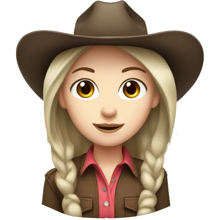 pale skin girl with dark brown hair in a cowgirl hat emoji