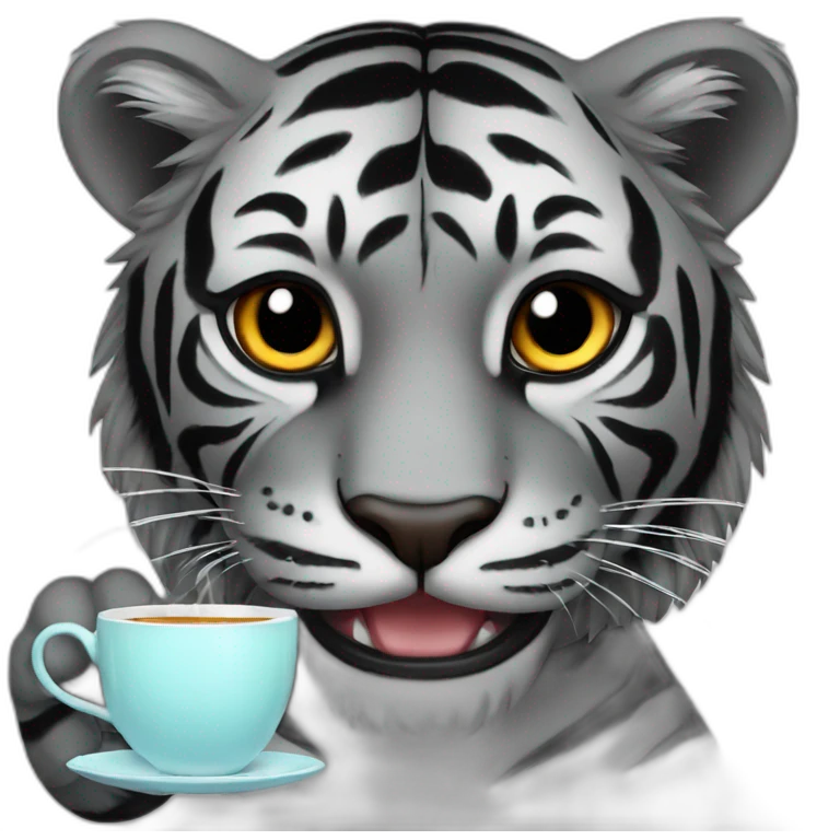 black Tiger drinks tea emoji