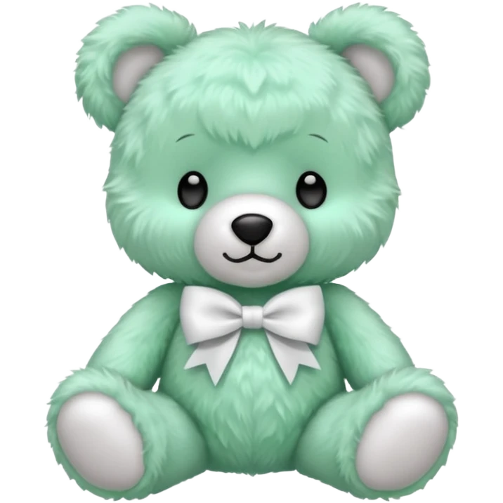Mint green teddy bear with a bow emoji