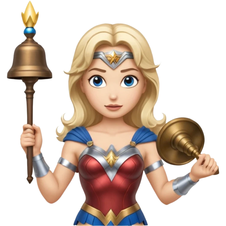 Blonde blue eyes Wonder Woman holding bell and baton  emoji