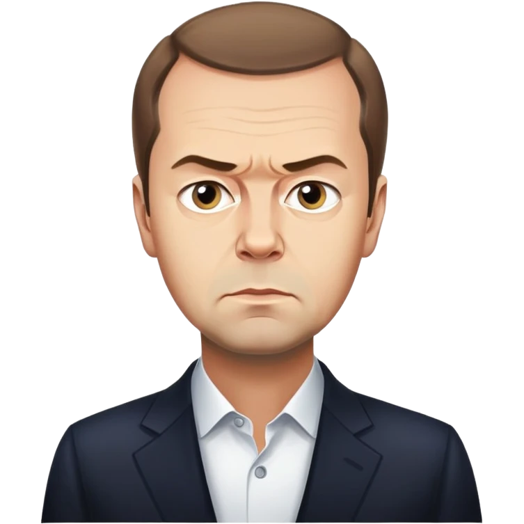 portrait of Dmitry Medvedev with a serious expression emoji