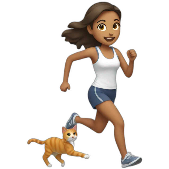 girls running with cats emoji