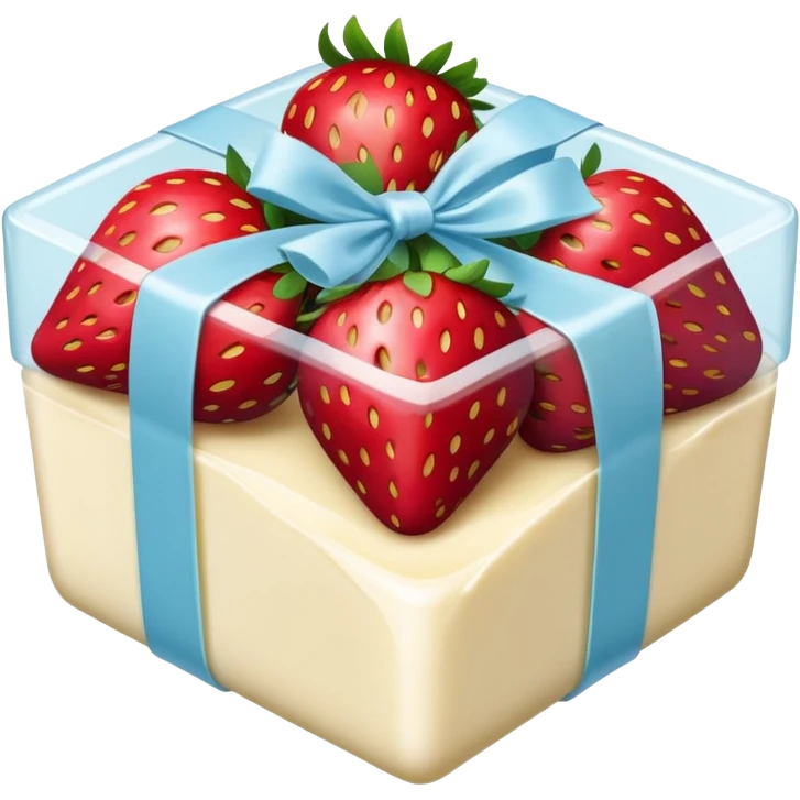 Strawberries in white chocolate in a pale blue package emoji