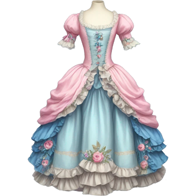 Rococo dress with pink and blue emoji