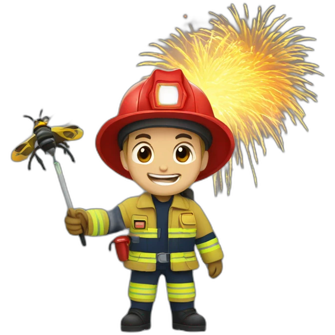 fireman with firefly and fireworks emoji
