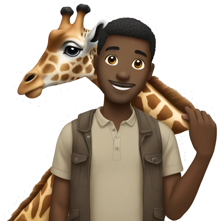 Black man touching a giraffe  emoji