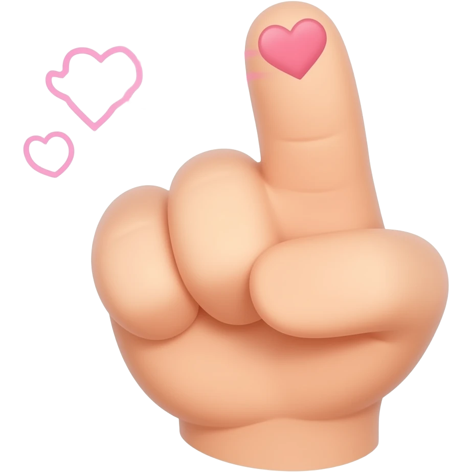 middle finger with hearts emoji