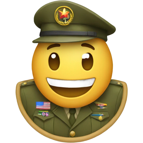the world smiling and wearing an army hat  emoji