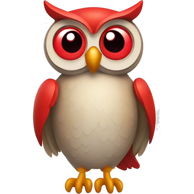 Simple Friendly owl with big eyes holding a red heart emoji