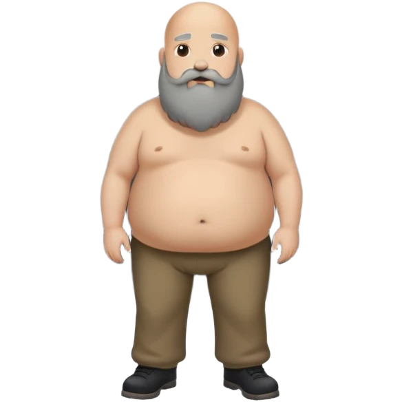 A fat bald and very short man with long beard which is black and grey and is bent forward a bit and farting and a giant smoke is coming out of his butt and occupying all the environment  emoji