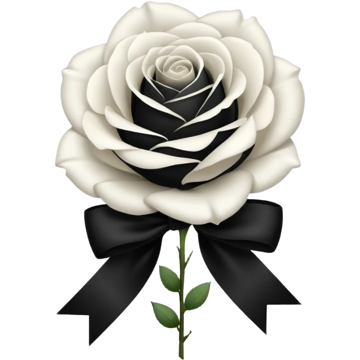 a white rose tied with a black velvet ribbon emoji