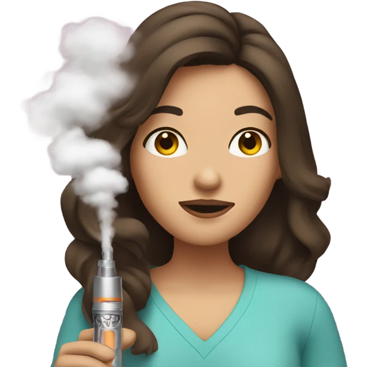 Brunette hair girl vaping emoji