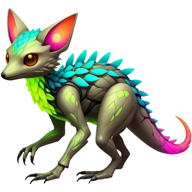 futuristic lush warm-colored neon-colored Fakémon-Trico-creature (full body) emoji