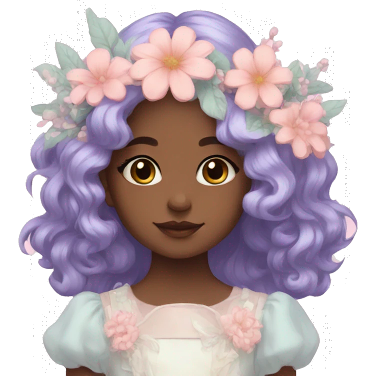 Dreamy pretty pastel flower girl aesthetic emoji