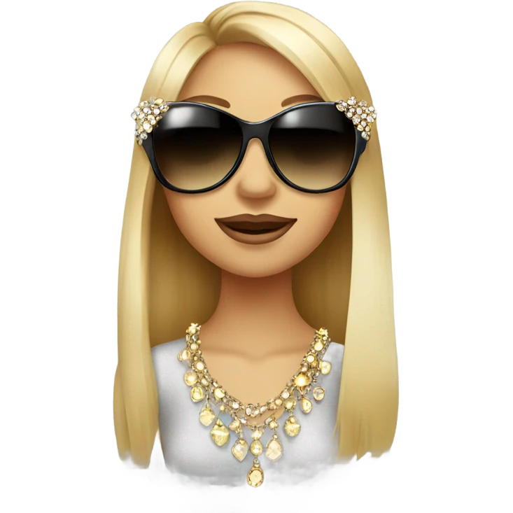 girl in sunglasses with jewelry emoji