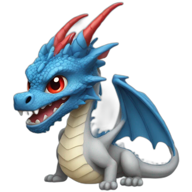 blue dragon with red eyes emoji