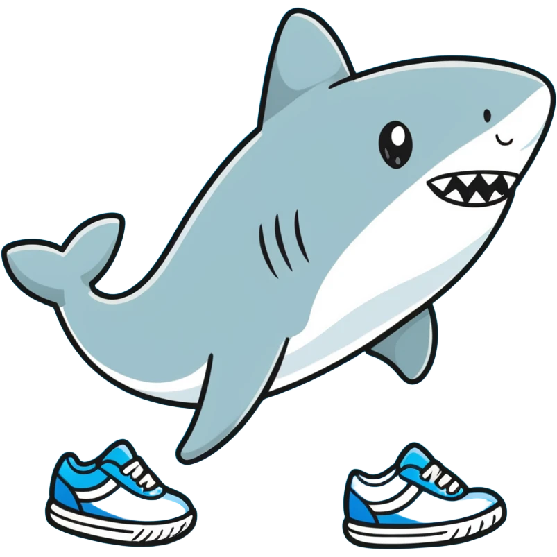 Shark and sneakers Nike blue emoji