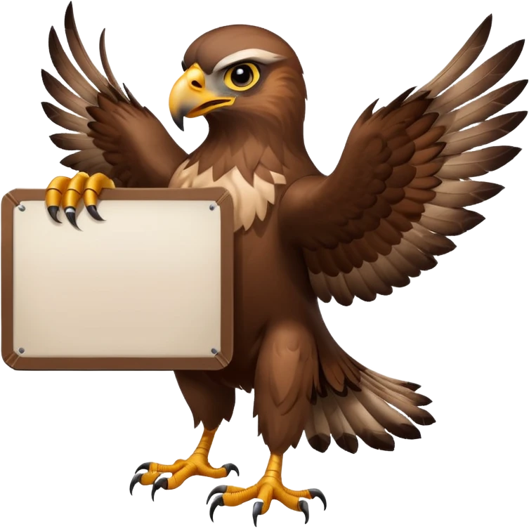 A hawk holding a large blank sign emoji