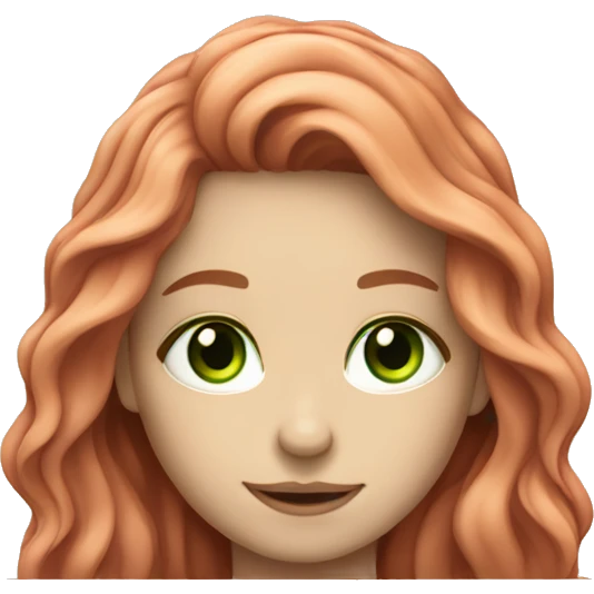 white pale red wavy long hair girl with bright green eyes with laptop emoji