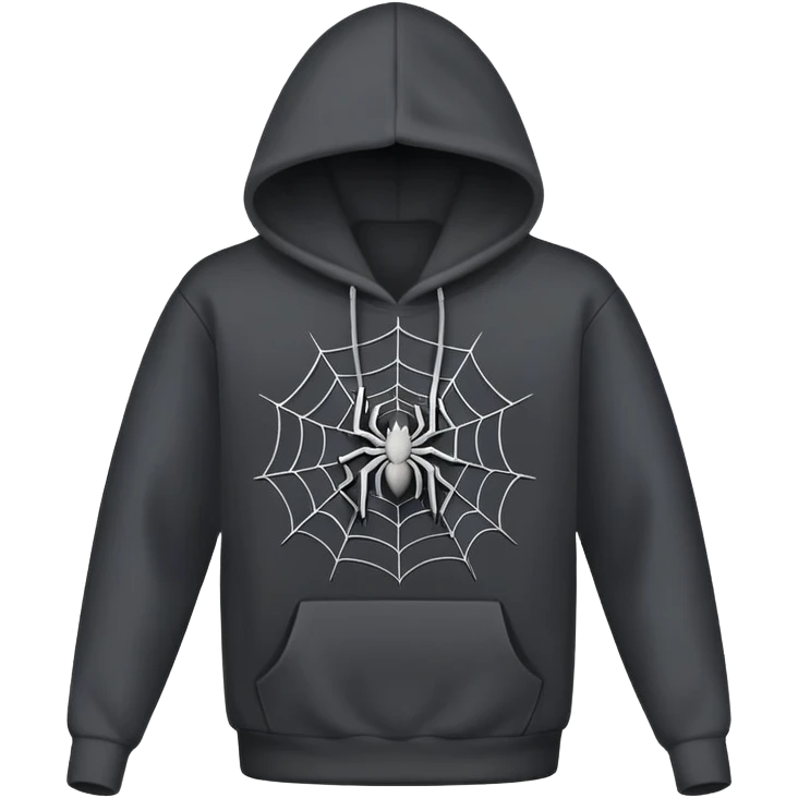 black hoodie with a grey spider web with no spider on it emoji