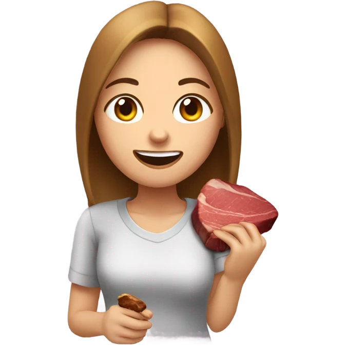 Girl eating steak emoji