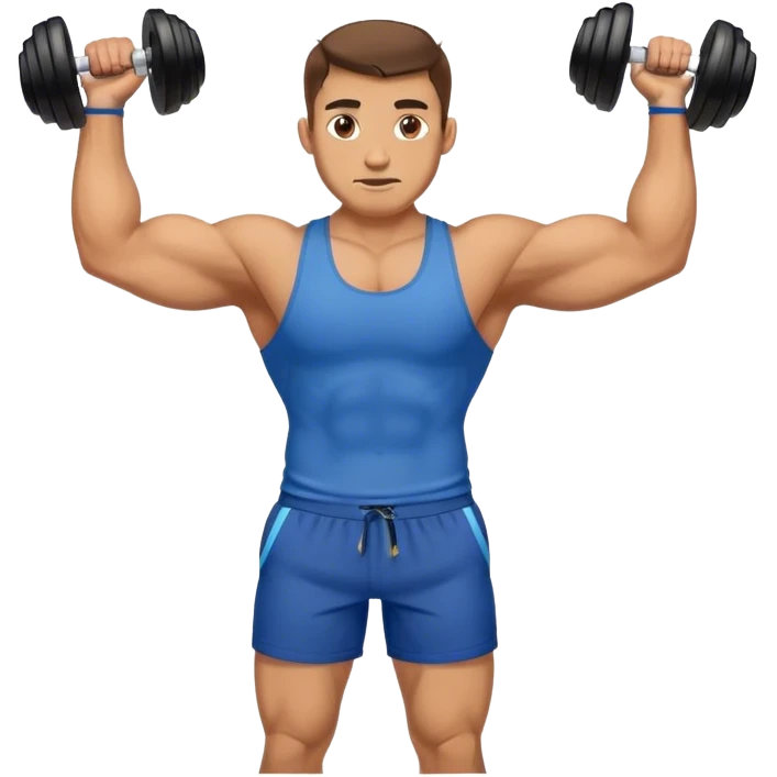 buff man with blue shorts holding kettlebell emoji