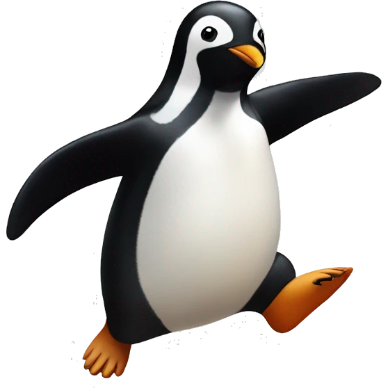 Penguin in love jumping happy emoji