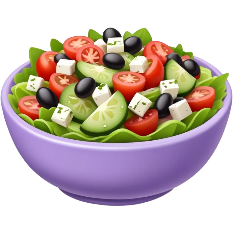 super realistic greek salad in lavender bowl emoji