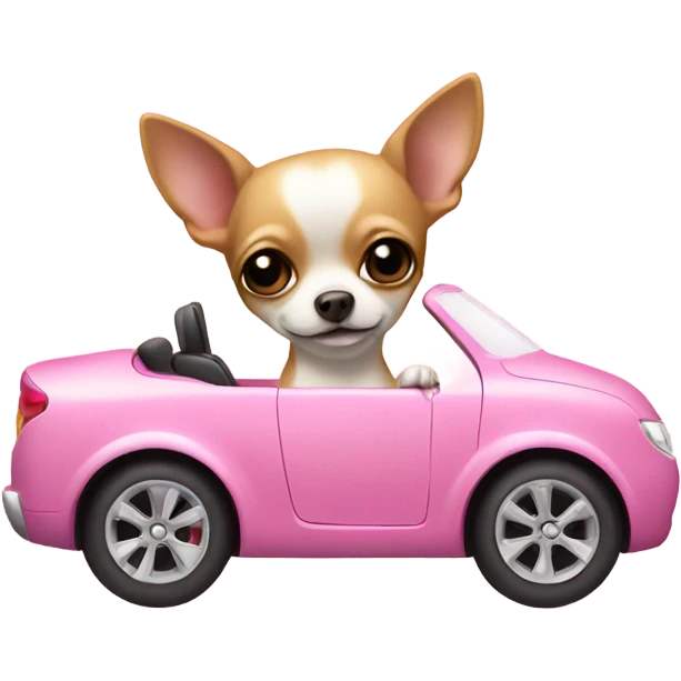 chihuahua in pink car  emoji