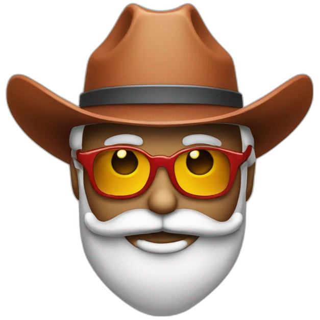 Santa Claus with shades and a cowboy hat emoji