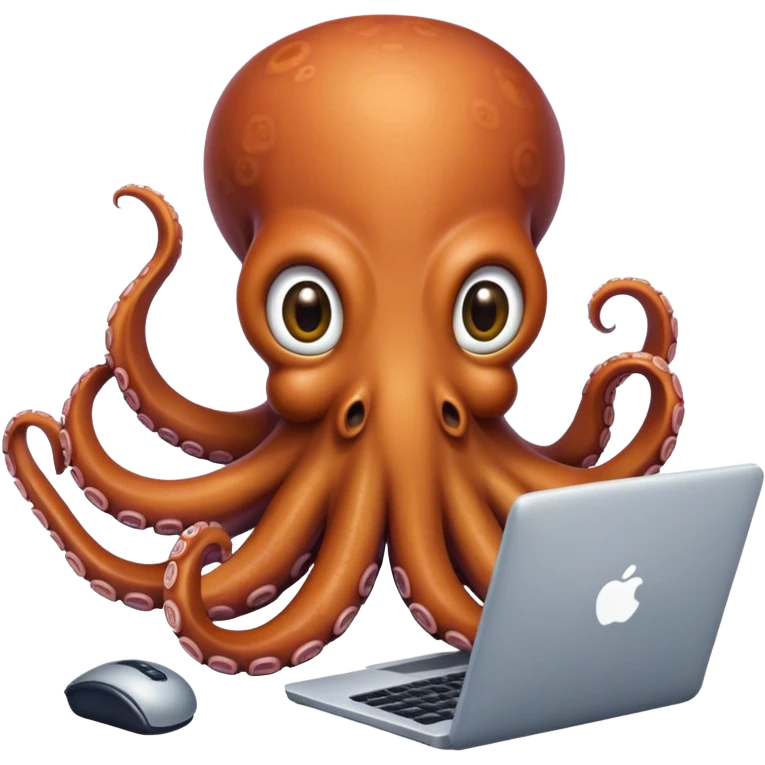 Octopus friendly working on computer emoji