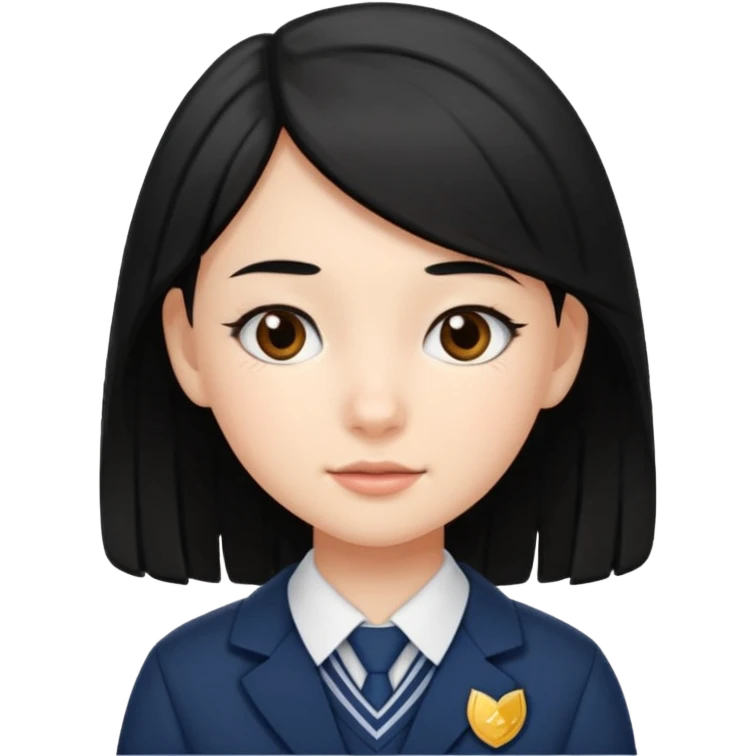 a middle school girl in a school uniform and black hair emoji