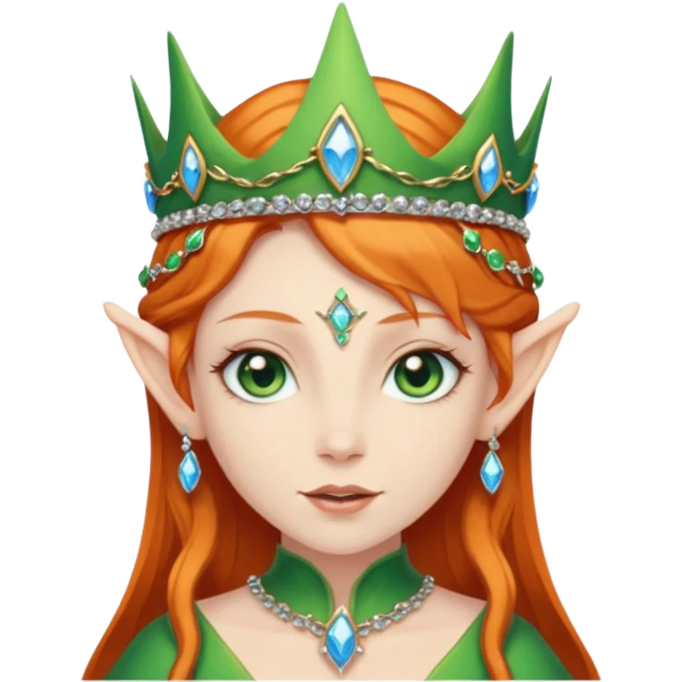 Hyper realistic green ivy forest elf mage queen fairy pale skin blue eyes ginger hair emoji