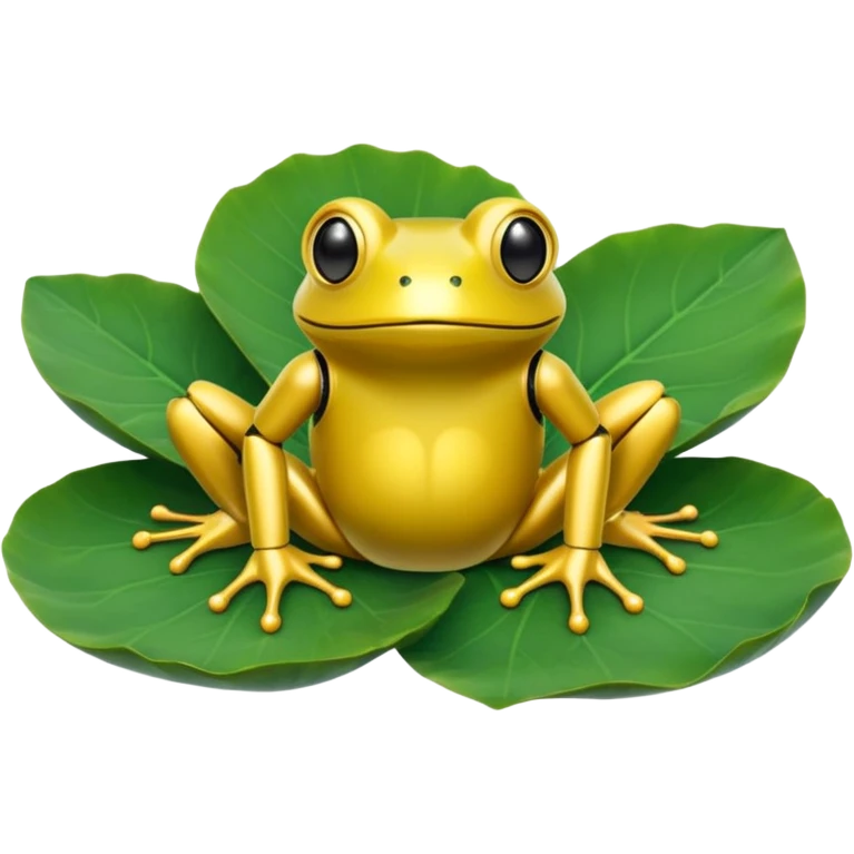 yellow robot frog on lotus leaf emoji