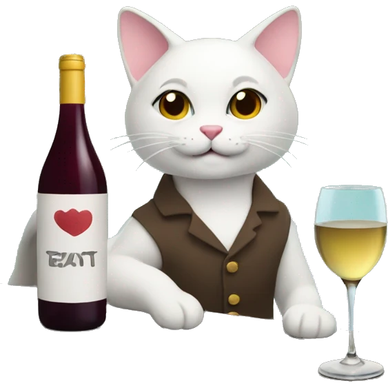 cat drinking wine by a lake emoji