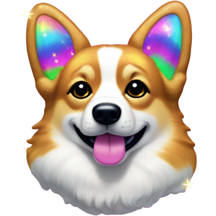 Lisa frank glitter corgi with bows on head emoji