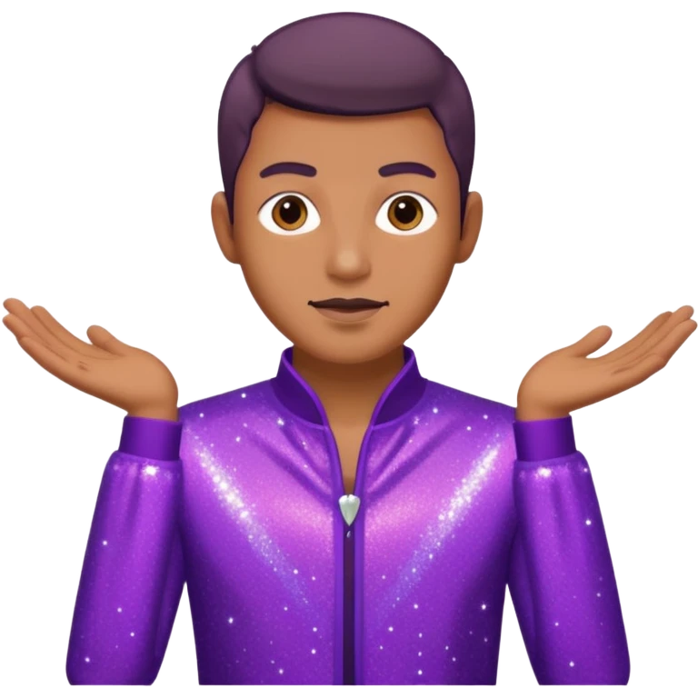man supervisor wearing glitter purple glittery clothes emoji