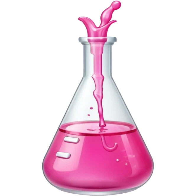 Miniatura de un frasco de laboratorio o un tubo de ensayo elegante con un líquido rosa vibrante, sobre una superficie de mármol. Iluminación de estudio. Estilo sofisticado emoji