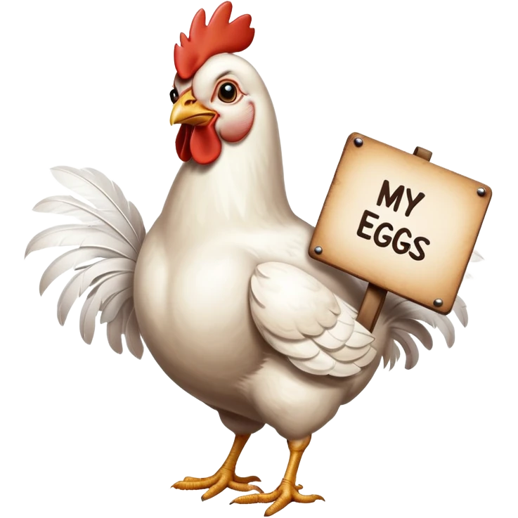 Chicken holding a sign that says my eggs my choice emoji