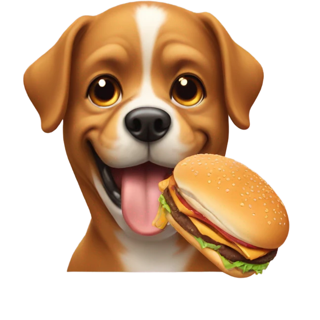 dog eating burger emoji