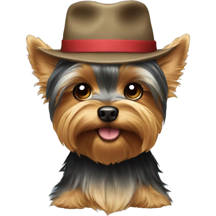 Yorkie wearing a hat emoji