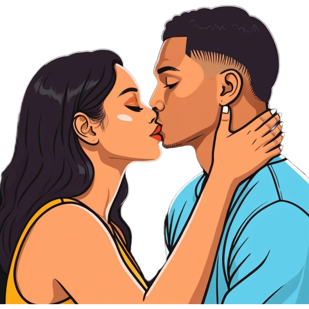 Tefi Valenzuela Peru Instagram Model kissing Josh King Madrid hyper realistic  emoji