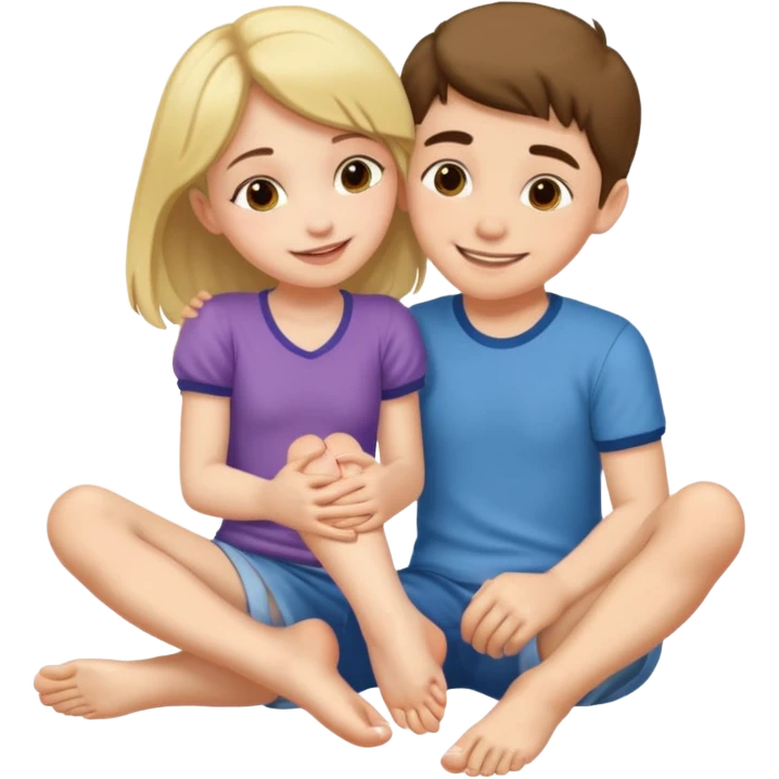 Boy kising girl feet emoji