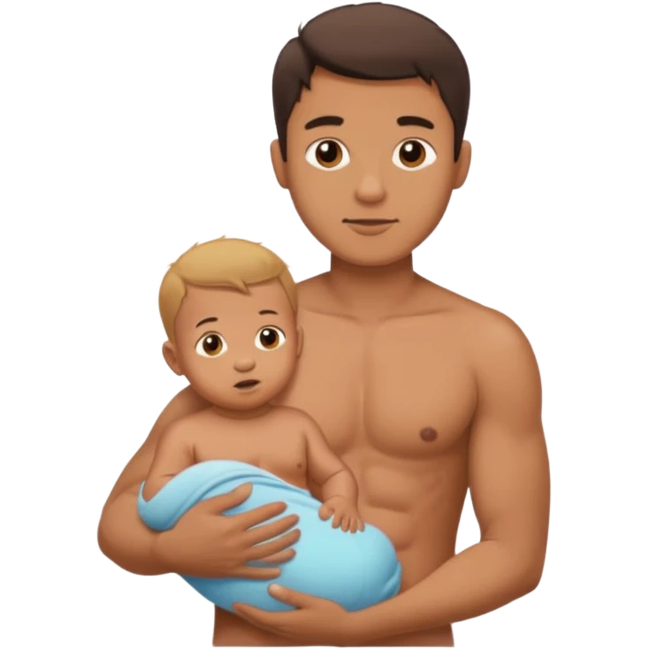 shirtless man breasting baby emoji