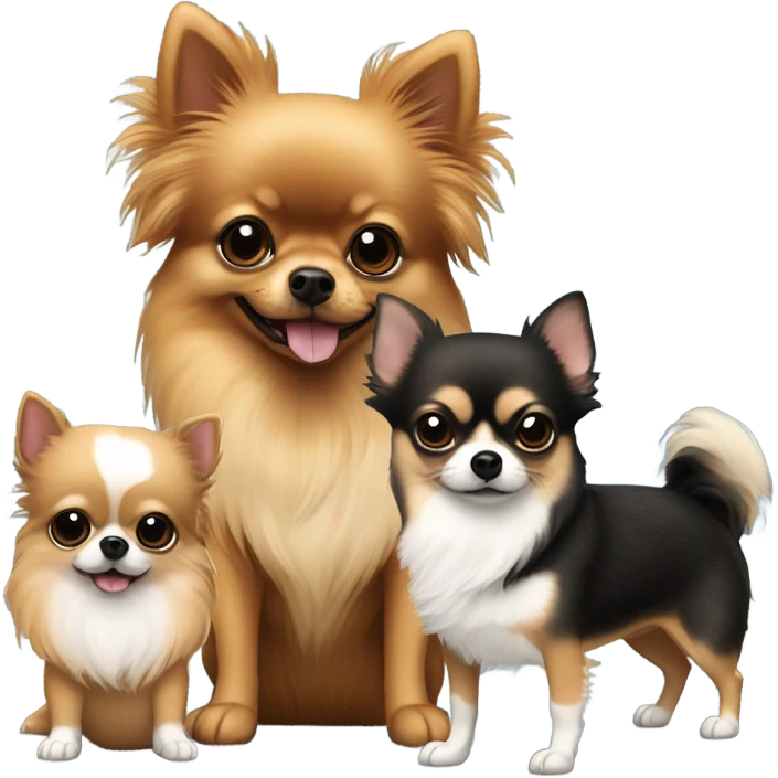 black/tan pomeranian best friends with 2 chihuhuas emoji