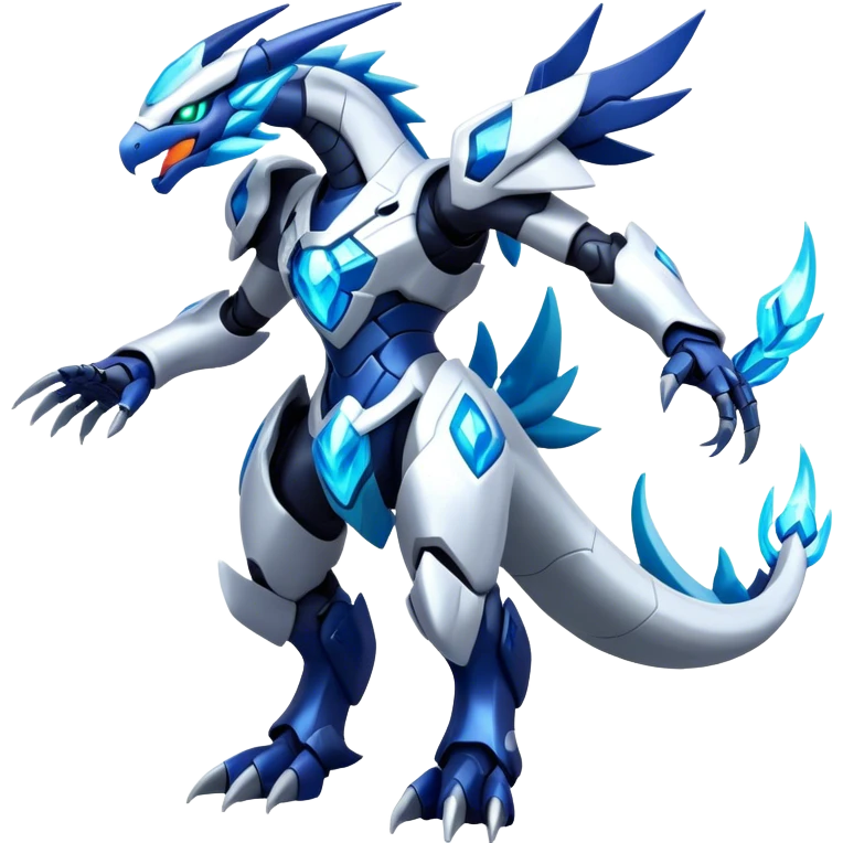 Futuristic Kyurem-reshiram-dialga-suicune-hybrid, full body emoji